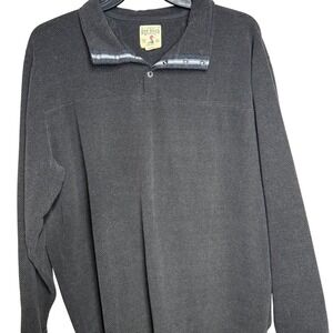 RedHead Men's XL Long Sleeve Snap-Button Knit Polo Shirt‎ charcoal grey